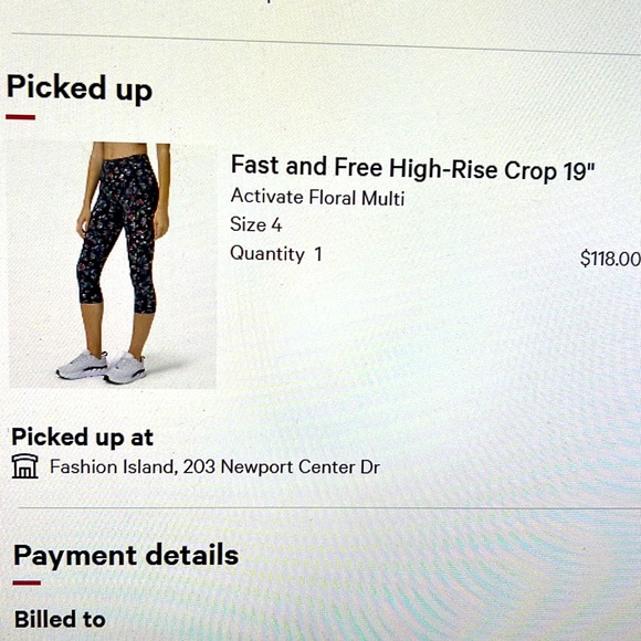 Lululemon Fast and Free High-Rise Crop 19” size 4 - Picture 2 of 2